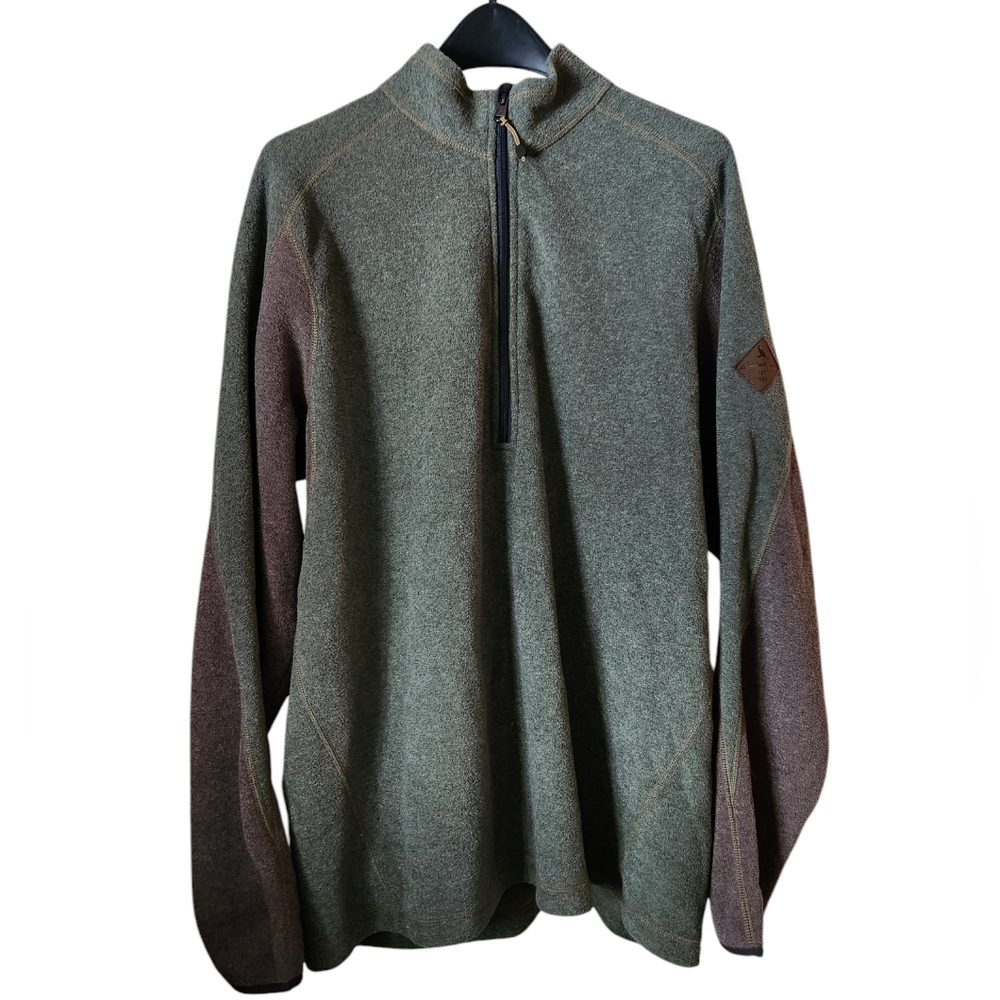 Eddie Bauer Green& Gray Quarter-Zip Fleece Pullover Sweater Tall XL NWT